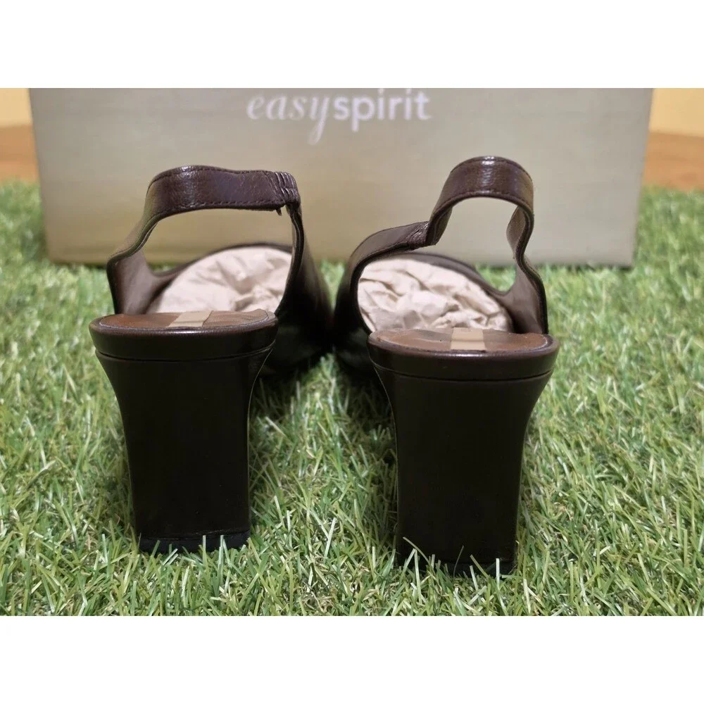 Vintage Easy Spirit ESKASATO Brown Leather Slingback Block Heel Size 6 1/2 NIB - Picture 6 of 16